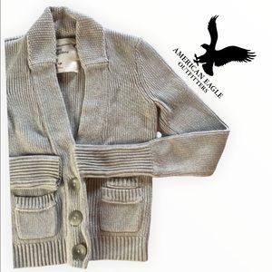 American Eagle Beige Chunky Cotton Cardigan XS